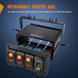 Nilight 3 Gang Rocker Switch Box 12V SPST ON Off Toggle Switches PD Type C and QC 3.0 USB Sockcet Voltmeter LED Light Waterproof Aluminum Mount Bracket Panel DIY Stickers for Boat Car RV Truck, view 2