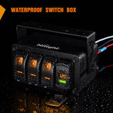 Nilight 3 Gang Rocker Switch Box 12V SPST ON Off Toggle Switches PD Type C and QC 3.0 USB Sockcet Voltmeter LED Light Waterproof Aluminum Mount Bracket Panel DIY Stickers for Boat Car RV Truck, view 6