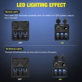 Nilight 3 Gang Rocker Switch Panel Pre-Wired Aluminum with PD Type C and USB Cigarette Lighter Socket Night Glow Stickers 12V 24V ON Off Switches for Car Trucks Boats RVs, view 5