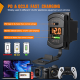 Nilight 3 Gang Switch Panel With QC3.0 & PD Charger And Voltmerter with Orange Backlit, view 2