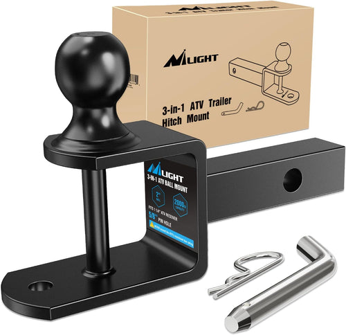 Nilight 3-in-1 ATV UTV Multi Hitch Mount | 1-7/8 Inch Ball Fits 1-1/4 Inch Receiver Hitch Rated 2000 LBS Winch Strap Loop Rated 5000 LBS