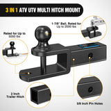 Nilight 3 in 1 ATV UTV Multi Hitch Mount with 1-7/8 inch Ball Hitch Rated 2000 LBS Fits 2 Inch Receiver Winch Strap Loop Rated 5000 LBS, view 5