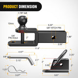 Nilight 3 in 1 ATV UTV Multi Hitch Mount with 2 Inch Receiver 1-7/8 inch Ball Hitch Rated 2000 LBS Winch Strap Loop Rated 5000 LBS, view 2