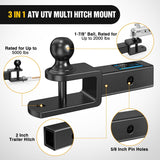 Nilight 3 in 1 ATV UTV Multi Hitch Mount with 2 Inch Receiver 1-7/8 inch Ball Hitch Rated 2000 LBS Winch Strap Loop Rated 5000 LBS, view 5