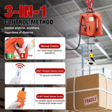 Nilight 3-in-1 Electric Hoist Winch, 1100LBS 1500W Portable Power Winch Crane with Manual Wired Wireless Remote Control, 110V Electric Hoist 25FT Lifting Height for Garage Warehouses Factories, Orange, view 2
