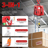 Nilight 3-in-1 Electric Hoist Winch, 660LBS 1500W Portable Power Winch Crane with Manual Wired Wireless Remote Control, 110V Electric Winch 33FT/Min Speed 39FT Height for Garage Warehouse Factory, Red, view 2