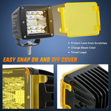 Nilight 3 Inch 42W Upgraded Triple Row Spot Flood Square LED Pods with Amber/Black Covers (Pair), view 2
