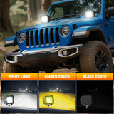 Nilight 3 Inch 42W Upgraded Triple Row Spot Flood Square LED Pods with Amber/Black Covers (Pair), view 4