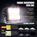 Nilight 3 Inch Cube LED Pod Light Bar 20W 2100LM Super Flood Light (2 pcs)/16AWG DT Wiring Harness Kit (Pair) | 16AWG DT Wire, view 3