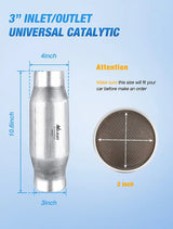 Nilight 3 Inch Inlet/Outlet Universal Catalytic Converter, view 2
