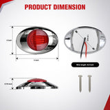 Nilight 3 Inch Oval LED Trailer Marker Light, Chrome Bezel Red Lens | 10 Pack IP67 Waterproof 12V Surface Mount Marker & Clearance Light, Fits Semi Trucks Trailers RVs Pickup Trucks Vans, view 2