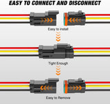Nilight 3 Pin DT Connectors 16AWG 6 Kits Male and Female Electrical Connector Waterproof Plug and Play w/Heat Shrink Butt Terminals, view 2