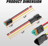 Nilight 3 Pin DT Connectors 16AWG 6 Kits Male and Female Electrical Connector Waterproof Plug and Play w/Heat Shrink Butt Terminals, view 3