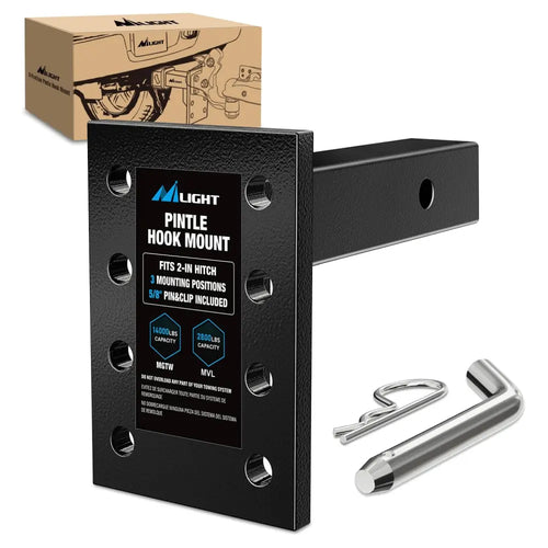 Nilight 3-Position Pintle Hook Mount for 2 Inch Hitch Receiver
