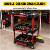 Nilight 3-Tier Car Detailing Cart with Polisher Brackets - Rolling Utility Plastic Cart with Organizer & Hooks - Heavy Duty Mobile Tool Station, view 2