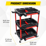 Nilight 3-Tier Car Detailing Cart with Polisher Brackets - Rolling Utility Plastic Cart with Organizer & Hooks - Heavy Duty Mobile Tool Station, view 6