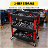 Nilight 3-Tier Rolling Utility Cart with 4 Inch Swivel Wheels, Heavy-Duty Plastic Tool Cart for Auto Detailing, Garage & Workshop, view 6