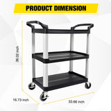 Nilight 3-Tier Utility Plastic Cart with Steel Frame - 220 lbs Capacity Rolling Service Cart with Locking Wheels - Professional Bus Cart, view 2
