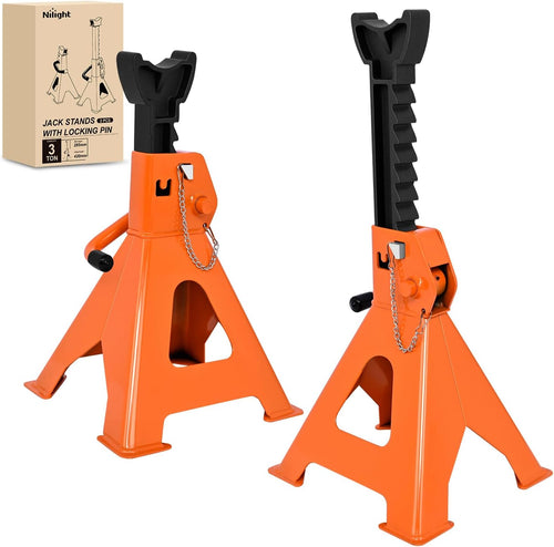 Nilight 3 Ton Jack Stands, Double Locking Heavy Duty Steel 6,600 lbs Capacity, Adjustable 11.22 Inch-16.53 Inch Height for SUV Sedan Pickup Light Truck, 2 Pack
