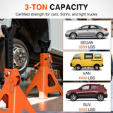 Nilight 3 Ton Jack Stands, Double Locking Heavy Duty Steel 6,600 lbs Capacity, Adjustable 11.22 Inch-16.53 Inch Height for SUV Sedan Pickup Light Truck, 2 Pack, view 3