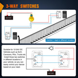Nilight 3 Way Switch On Off Toggle Rocker Control a Single Load from Two Separate Locations 12V 24V Waterproof 3-Way Switches for RV Camper Can-Am ATVs UTVs Cars Trucks, view 3