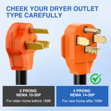 Nilight 15FT EV Dryer Extension Cord 4 Prong 30 Amp NEMA 14-30P 14-30R Old Cable Heavy Duty 10 Gauge Pure Copper Wire UL Listed 125/250V for Level 2 Using, view 4