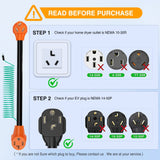 Nilight 30 Amp Dryer Adapter Cord 10-30P Male to 14-30R Female Receptacle, view 6