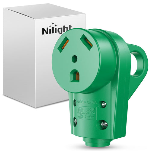 Nilight 30 Amp RV Female Replacement Plug 125 Volt Heavy Duty Socket Receptacle with Handle ETL Listed NEMA TT-30R for Camper Caravan Motorhome Van Trailer