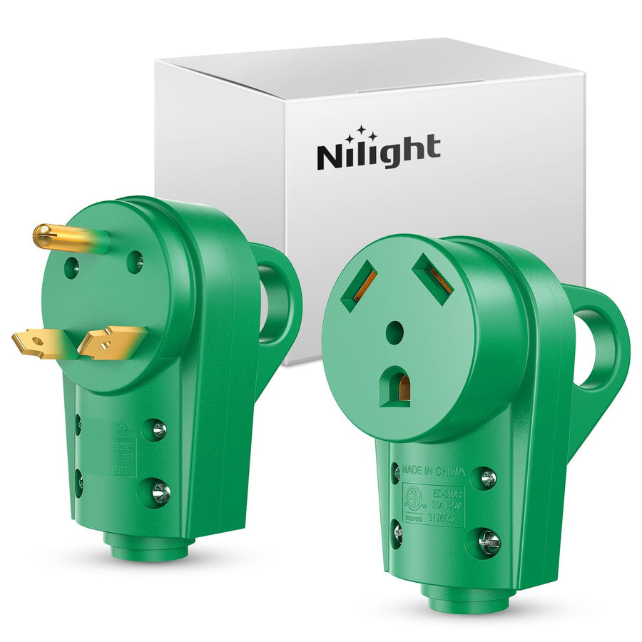 Nilight 30 Amp RV Male and Female Plug Set 125 Volt Heavy Duty TT-30P and TT-30R Receptable ETL Listed for Electrical Camper Caravan Motorhome Van Trailer