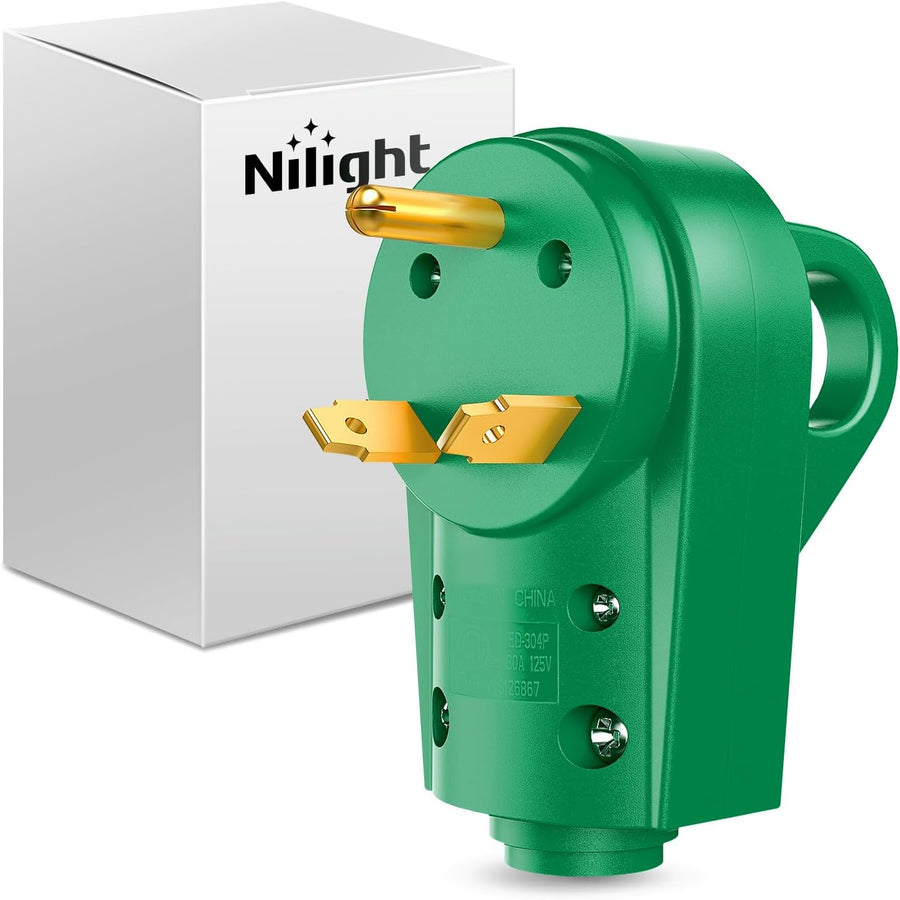 Nilight 30 Amp RV Male Replacement Plug 125 Volt Heavy Duty with Handle ETL Listed NEMA TT-30P for Camper Caravan Motorhome Van Trailer