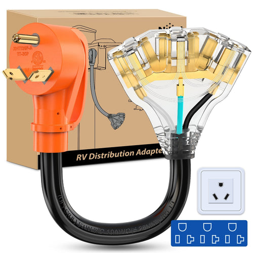 Nilight 30 Amp to (3) 15/20 Amp TT-30P Male Plug to 5-15R/5-20R Female Receptacle