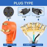 Nilight 30 Amp to (3) 15/20 Amp TT-30P Male Plug to 5-15R/5-20R Female Receptacle, view 3