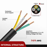 Nilight 30 Feet 4 Way Trailer Wire Extension Cable 14 Gauge 4 Conductor | 100% Pure Copper Insulated Heavy Duty Weatherproof for 4 Pin Blade RV Automotive, view 2