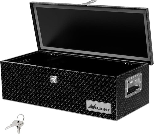 Nilight 30 Inch Truck Tool Box Heavy Duty Aluminum Diamond Plate Truck Bed Toolboxes 30 inchX13 inchX9.6 inch Waterproof Pick-Up Storage Tool Boxes for Bed of Truck RV Trailer with Side Handle Lock Keys, Black