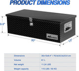 Nilight 30 Inch Truck Tool Box Heavy Duty Aluminum Diamond Plate Truck Bed Toolboxes 30 inchX13 inchX9.6 inch Waterproof Pick-Up Storage Tool Boxes for Bed of Truck RV Trailer with Side Handle Lock Keys, Black, view 3