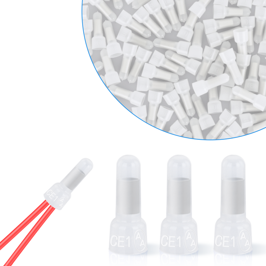 Nilight 300PCS CE1 Closed End Crimp Terminal 22-16 Gauge Nylon Insulated Closed End Wire Cap Wire Connectors Crimp Cap Terminals Connectors for Automotive Car Truck Boats Marine Electrical Wiring