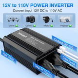Nilight 300W Power Inverter 12V DC to 110V AC Car Converter with PD 65W USB C & QC3.0 for Phones Tablets Laptop Computer Game Console Kindle iPad DVD Players Black, view 2