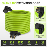 Nilight 25FT 30 Amp RV Extension Cord 125V Heavy Duty 10/3 Gauge Pure Copper STW Wire UL ETL Listed 3 Prong TT-30P TT-30R Weatherproof Suit for Camper Caravan Trailer Bright Green, view 4