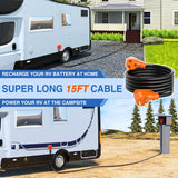 Nilight 30 Amp 15FT RV Extension Cord 125V Heavy Duty 10 Gauge Pure Copper STW Wire UL ETL Listed 3 Prong TT-30P TT-30R 30F/30M Weatherproof Suit for Camper Caravan Trailer, view 4