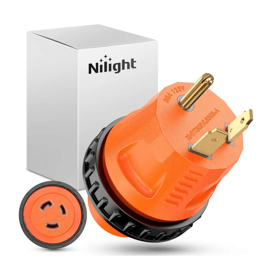 Nilight 30Amp Male to 30Amp Twist Lock Female RV Power Adapter