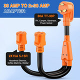 Nilight 30Amp to Two 15Amp RV Y Splitter Adapter Cord, view 2