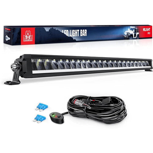 Nilight 30 inch 120W 13000LM Slim Anti-Glare DRL Spot Flood Led Light Bar | 16AWG DT Wire