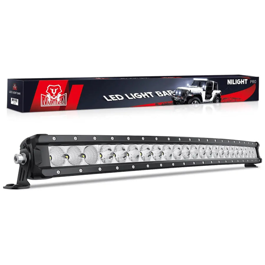 Nilight 32 Inch 120W 12000LM Slim Anti-Glare DRL Spot Flood Curved Led Light Bar
