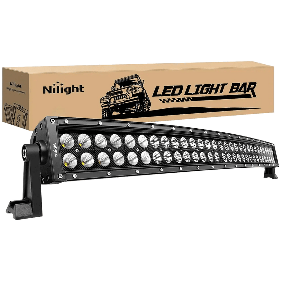 Nilight 32 Inch 180W Double Row Black Curved Spot Flood LED Light Bar