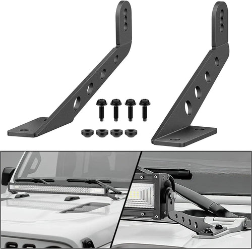 Nilight 32 Inch Straight LightBar Hood Mounts For 2018 2019 2020 2021 2022 2023 Jeep Wrangler JL JLU 2020 2021 2022 2023 Gladiator JT