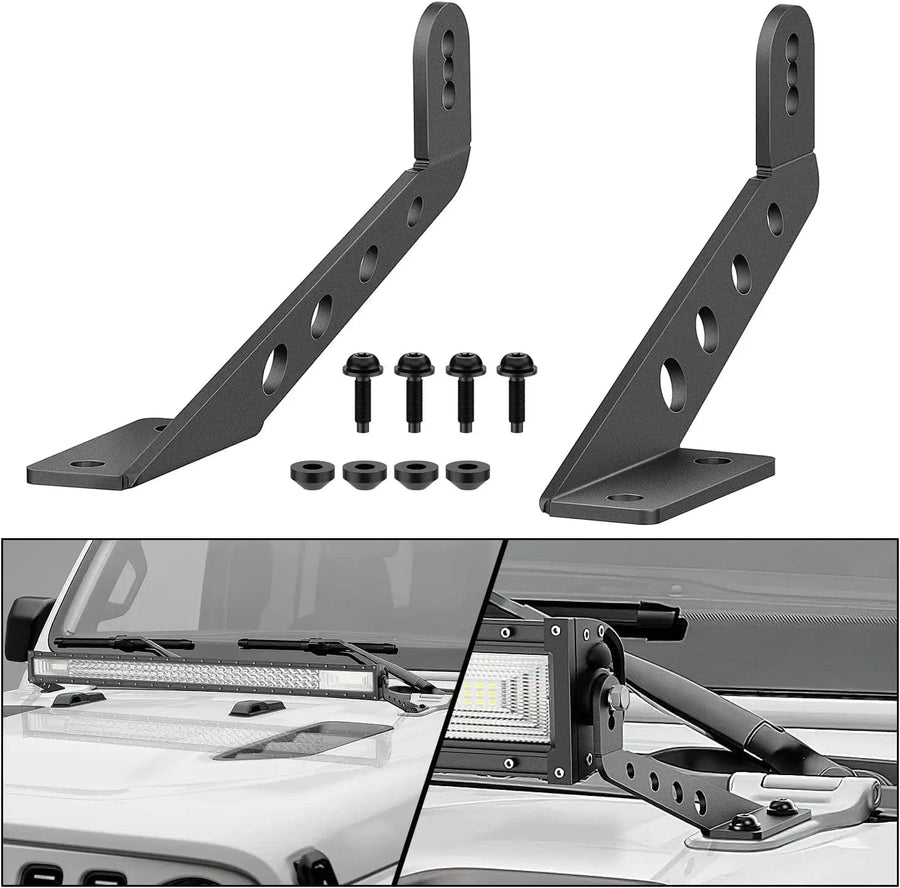 Nilight 32 Inch Straight LightBar Hood Mounts For 2018 2019 2020 2021 2022 2023 Jeep Wrangler JL JLU 2020 2021 2022 2023 Gladiator JT