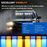 Nilight 32LED Amber Blue Emergency Dash Strobe Lights with Controller Suction Cups, view 3