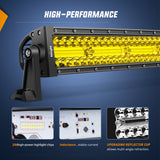 Nilight 33 Inch LED Light Bar 256 LED Chips Yellow Beam Curved Triple Row Fog Light Spot Flood Combo High Power LED Driving Lights Off Road Lights for Trucks SUV UTV ATV Truck Van 4x4 Boat, view 3