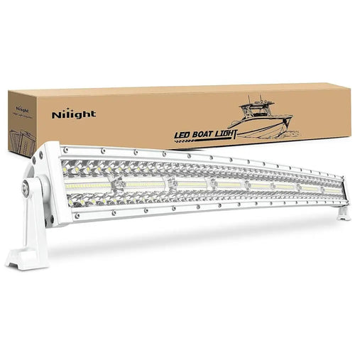 Nilight 33 Inch 768W Curved Spot Flood Combo White Case Led Light Bar