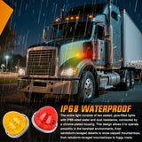 Nilight 34 LED Dual Face Watermelon Light 2PCS Amber and Red Clear Lens Auxiliary Side Marker Clearance Turn signal Brake Pedestal Lights IP68 Waterproof for Trailer Semi Trucks Pickup Camper RV, view 6